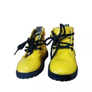 Dinimigi Kids Fashion Rainboots Fur Lined Yellow Faux Leather Sz 22 /US Sz 6 Zip
